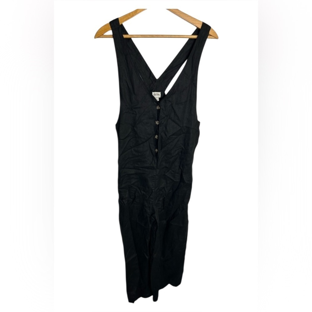 Rhythm Women’s Jumpsuit Size M 100% Linen Black 4 Old Money Casual Natural